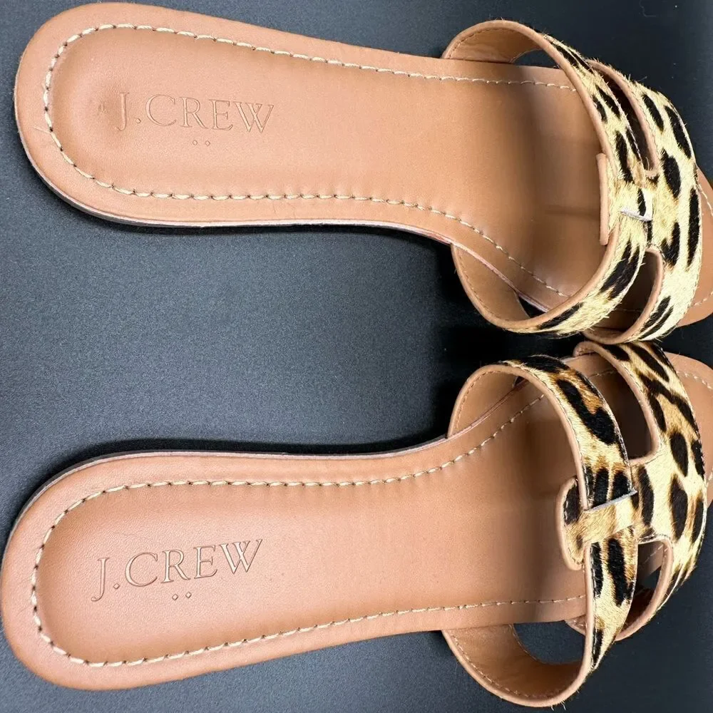 J. Crew Leopard hair-calf flats EUC slip on, easy summer style size 7 M - Picture 5 of 7